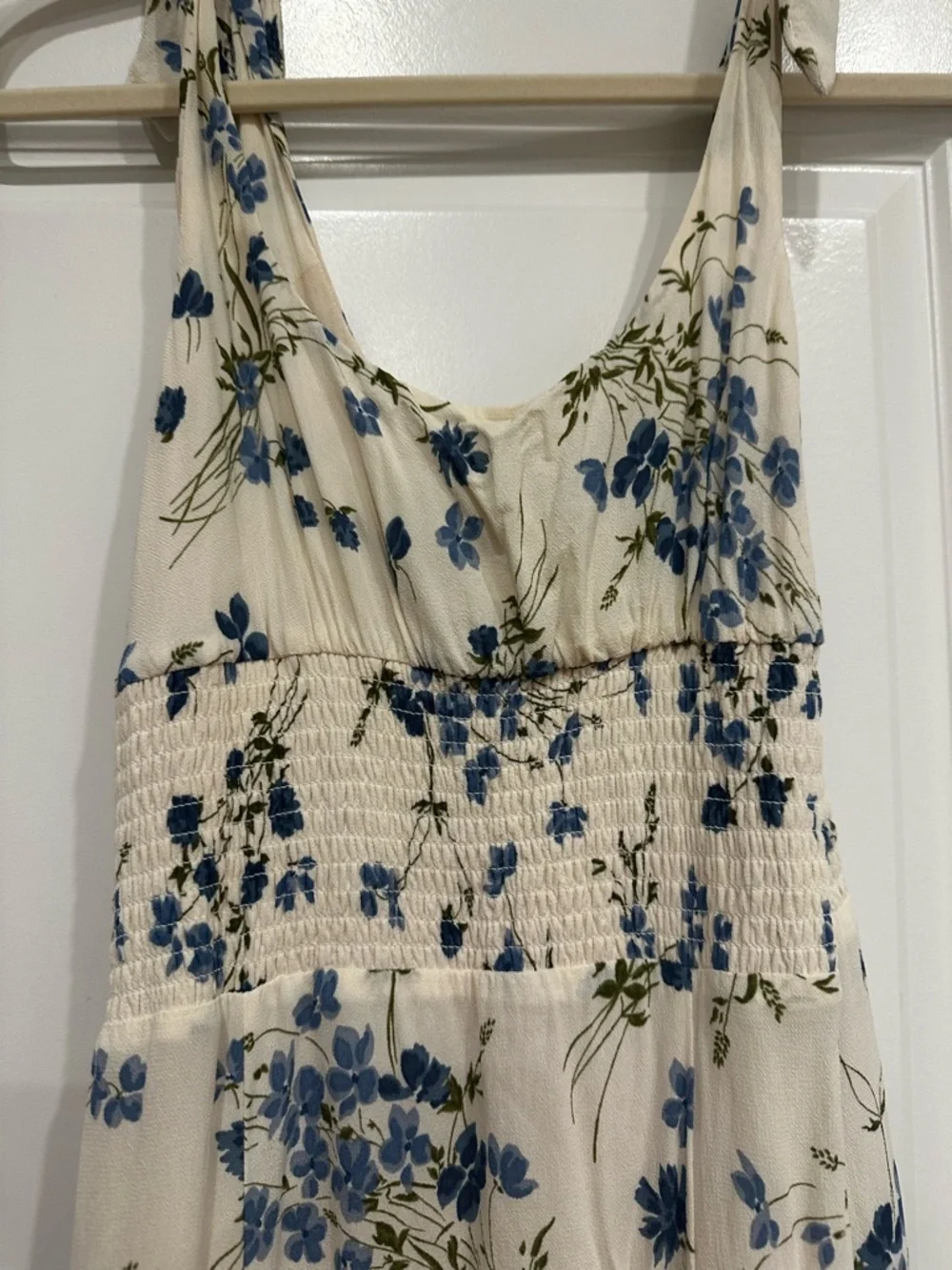Reformation Cream Dress with Blue Floral Print - Picture 2 of 5